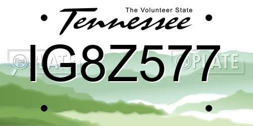IG8Z577 Tennessee License Plate