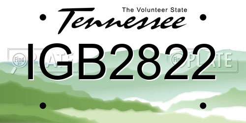 IGB2822 Tennessee License Plate
