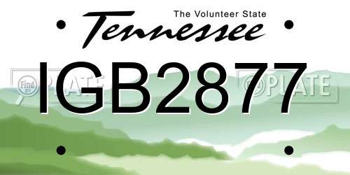 IGB2877 Tennessee License Plate