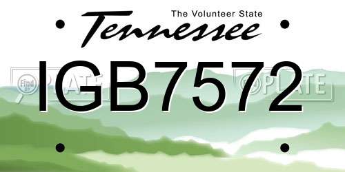 IGB7572 Tennessee License Plate