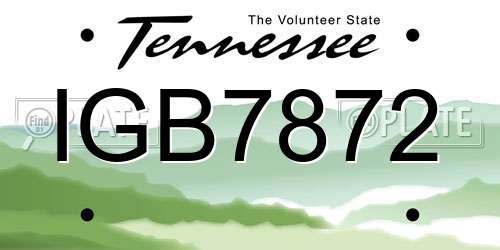 IGB7872 Tennessee License Plate
