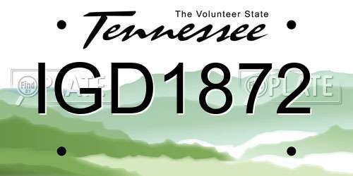 IGD1872 Tennessee License Plate