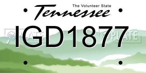IGD1877 Tennessee License Plate