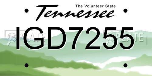 IGD7255 Tennessee License Plate