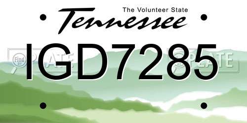 IGD7285 Tennessee License Plate