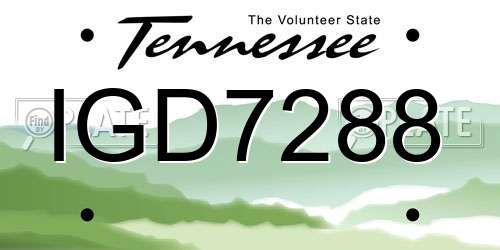 IGD7288 Tennessee License Plate