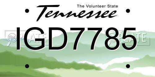 IGD7785 Tennessee License Plate