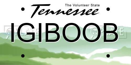 IGIBOOB Tennessee License Plate