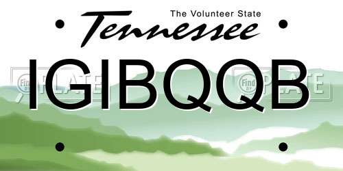 IGIBQQB Tennessee License Plate