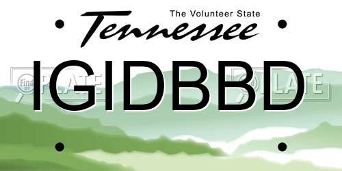 IGIDBBD Tennessee License Plate