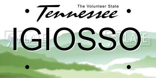IGIOSSO Tennessee License Plate