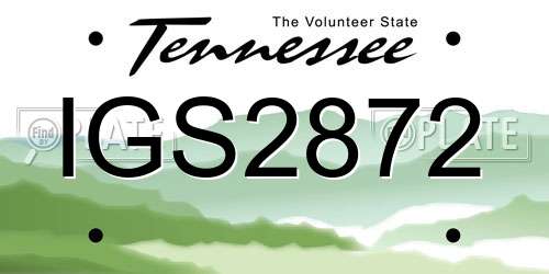 IGS2872 Tennessee License Plate