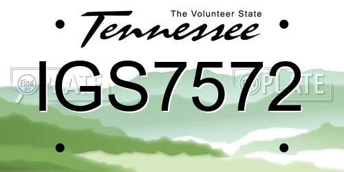 IGS7572 Tennessee License Plate