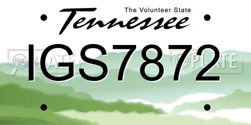 IGS7872 Tennessee License Plate