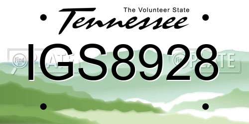 IGS8928 Tennessee License Plate