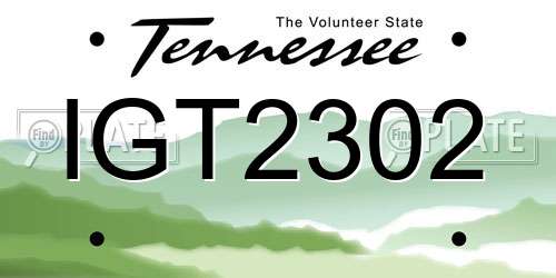 IGT2302 Tennessee License Plate