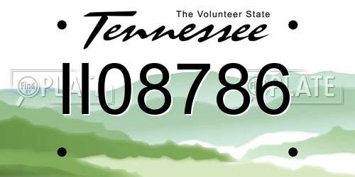 II08786 Tennessee License Plate