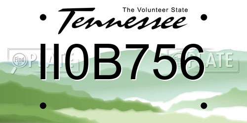 II0B756 Tennessee License Plate
