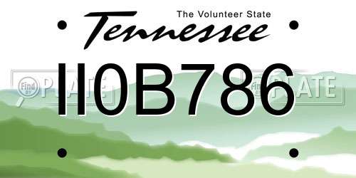 II0B786 Tennessee License Plate