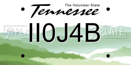 II0J4B Tennessee License Plate