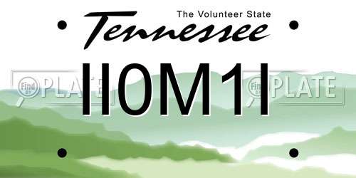 II0M1I Tennessee License Plate