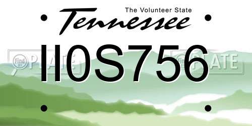 II0S756 Tennessee License Plate