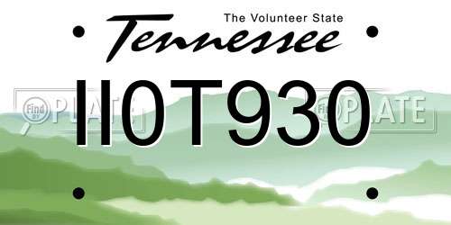 II0T930 Tennessee License Plate