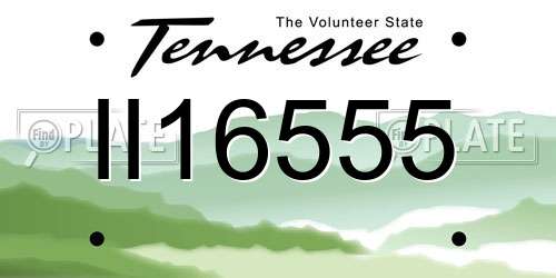 II16555 Tennessee License Plate