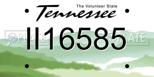 II16585 Tennessee License Plate