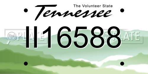 II16588 Tennessee License Plate