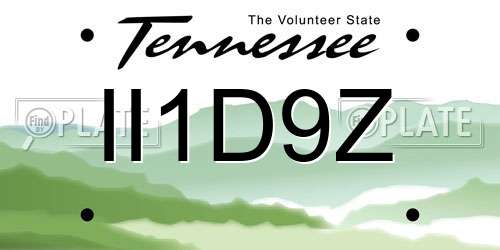 II1D9Z Tennessee License Plate