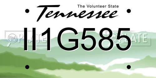 II1G585 Tennessee License Plate