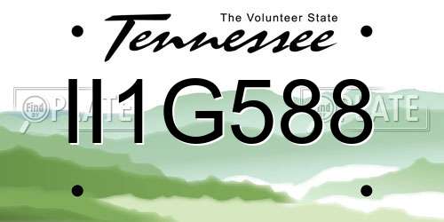 II1G588 Tennessee License Plate