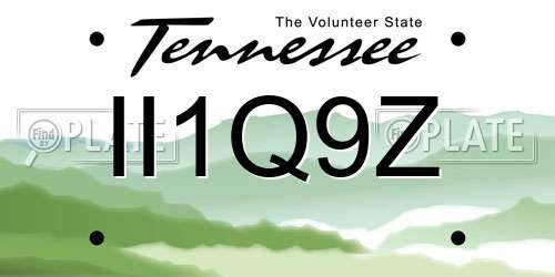 II1Q9Z Tennessee License Plate