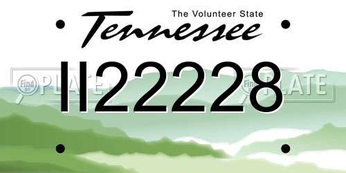 II22228 Tennessee License Plate