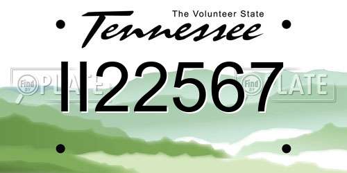 II22567 Tennessee License Plate