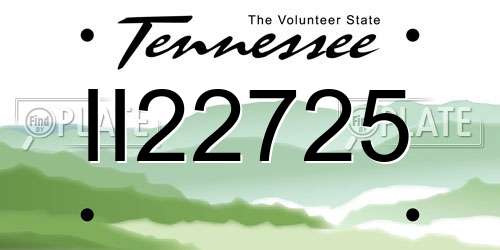 II22725 Tennessee License Plate