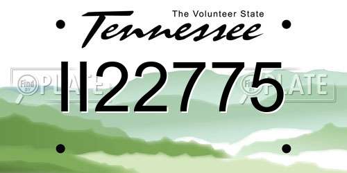 II22775 Tennessee License Plate