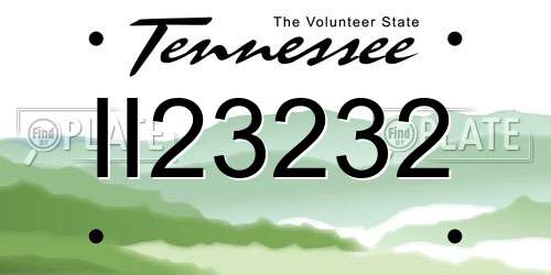 II23232 Tennessee License Plate