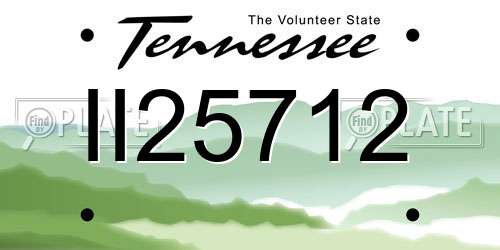 II25712 Tennessee License Plate