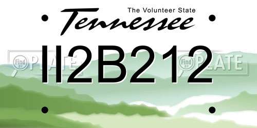 II2B212 Tennessee License Plate