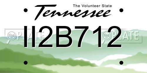 II2B712 Tennessee License Plate