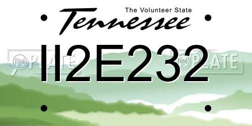 II2E232 Tennessee License Plate