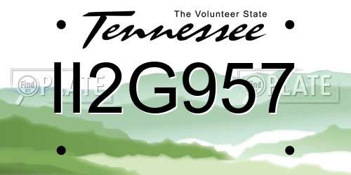 II2G957 Tennessee License Plate