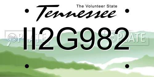 II2G982 Tennessee License Plate