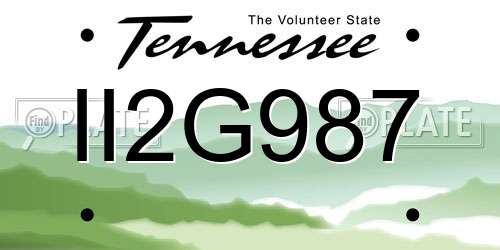 II2G987 Tennessee License Plate