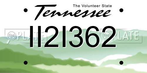 II2I362 Tennessee License Plate