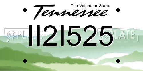 II2I525 Tennessee License Plate