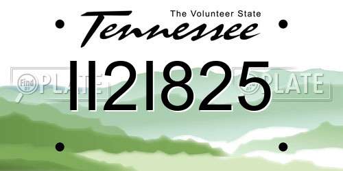 II2I825 Tennessee License Plate