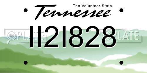 II2I828 Tennessee License Plate